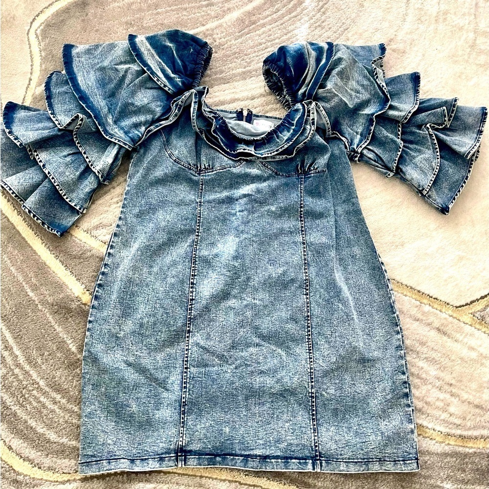 Ms. Diva Plus… Light Denim  Washed Dress! SLEEVES!!